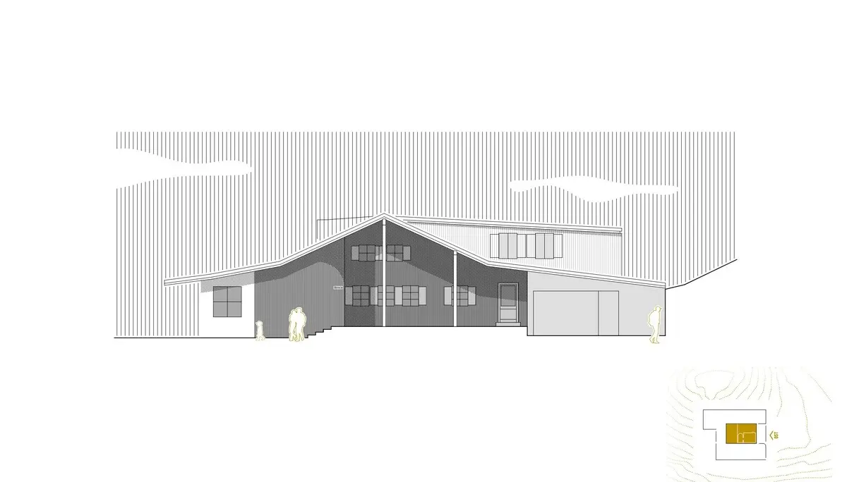 Hörnlehütte, Ansicht von Osten, Vorplanung Stand 2025 | © Raumstation Architekten Starnberg