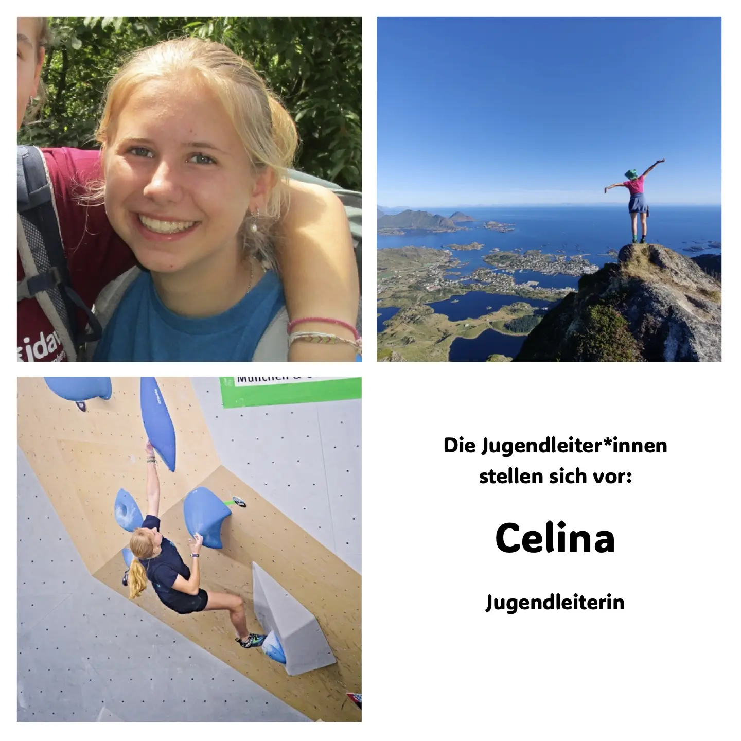 3 Fotos von Celina und ihre Ämter | © JDAV Starnberg
