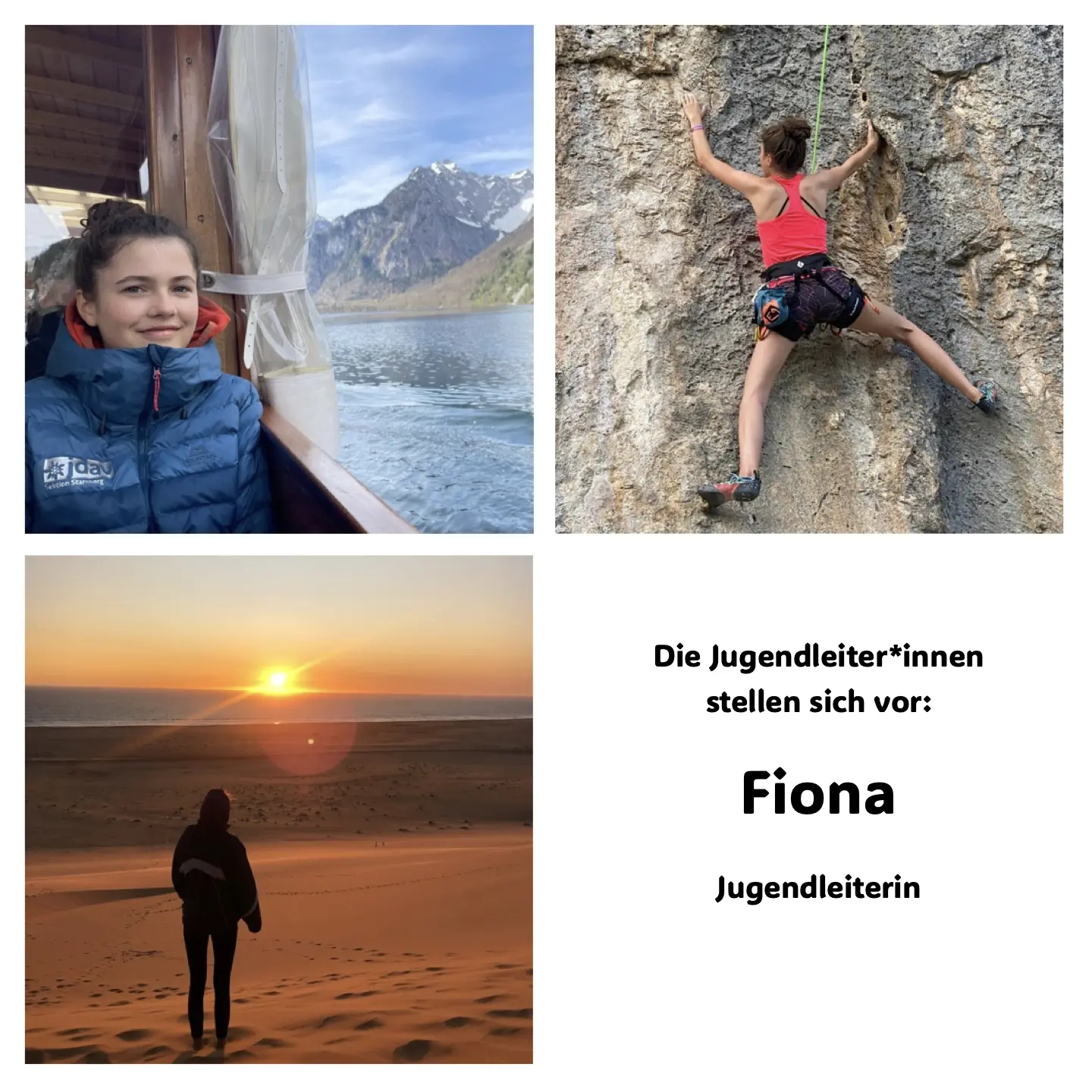 3 Fotos von Fiona und ihre Ämter | © JDAV Starnberg