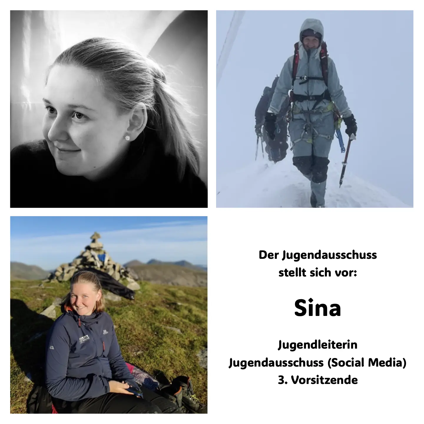 3 Fotos von Sina und ihre Ämter | © JDAV Starnberg