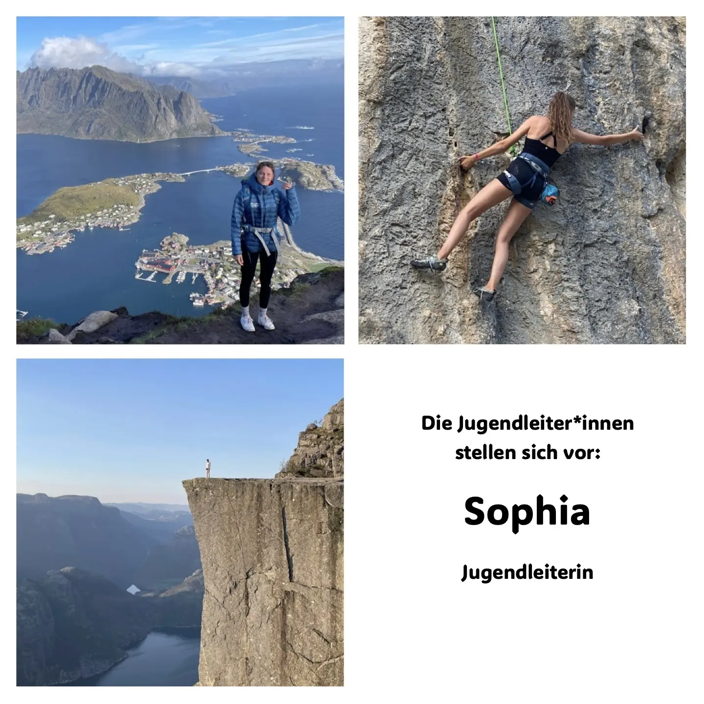 3 Fotos von Sophia und ihre Ämter | © JDAV Starnberg