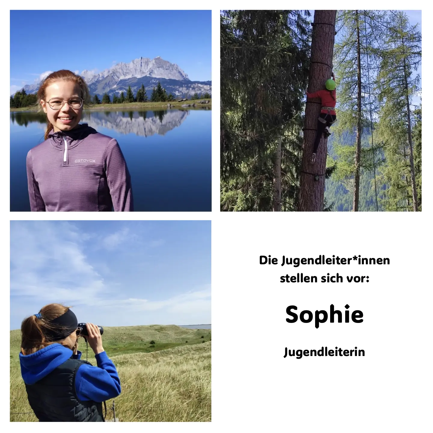 3 Fotos von Sophie und ihre Ämter | © JDAV Starnberg