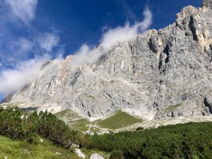 Von Weitem sieht die Wand nahezu trocken aus