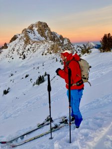 gleich verschwindet die Sonne, wir machen uns zur letzten Abfahrt fertig