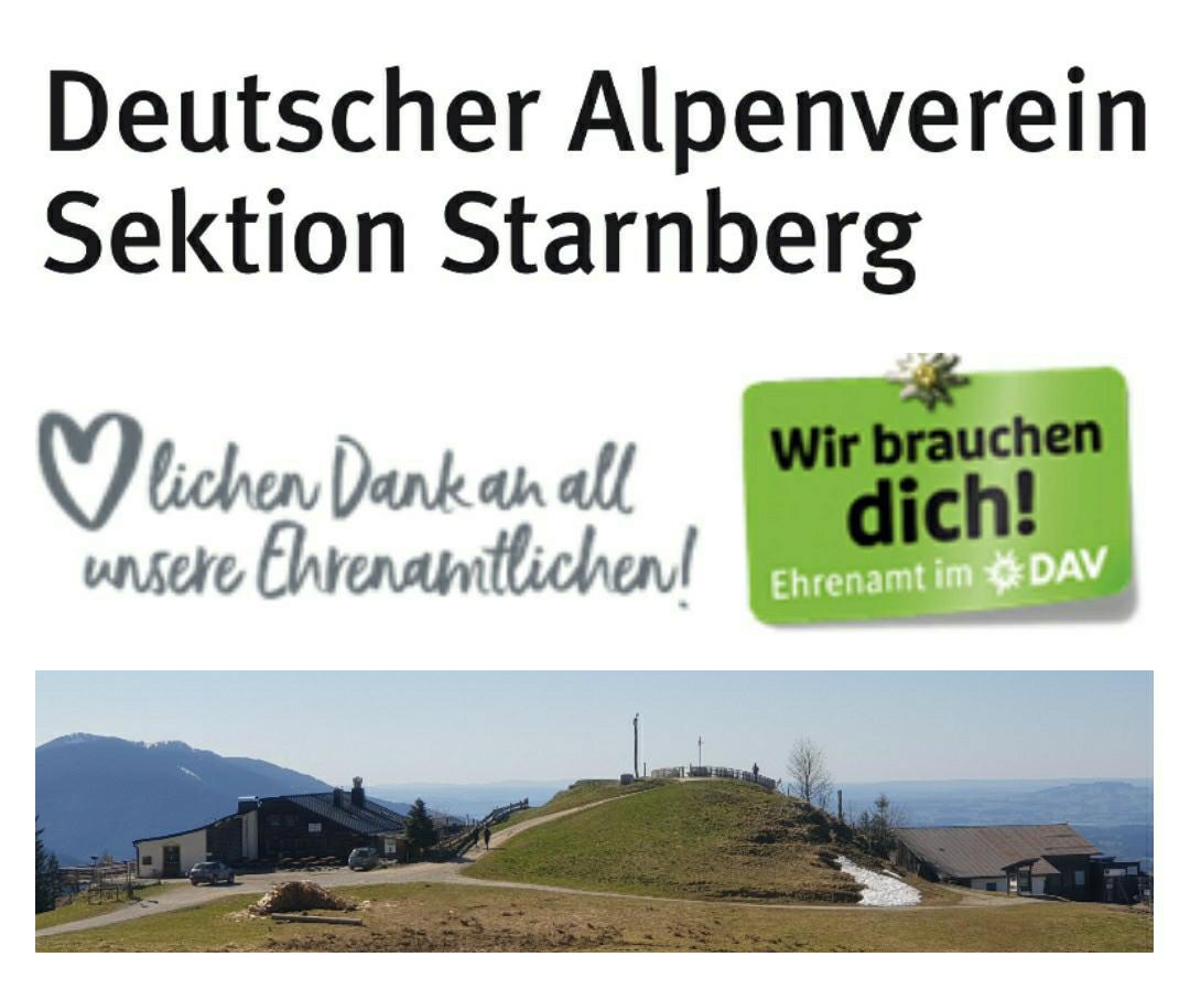 Hörnletag - DAV Starnberg Logo, Hörnlehüttenfoto, Dank an Ehrenämter